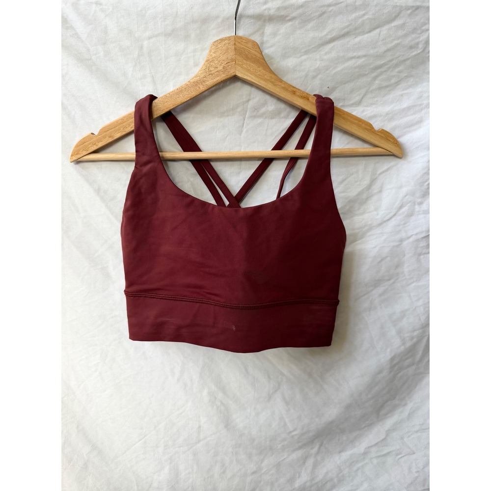 Lululemon Free To Be Serene Bra Long Line Red Merlot Strappy Back Womens Size 6